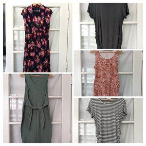 Summer Maternity Dresses, Lot of 5 (Large/Tailored for Petite) plus T's